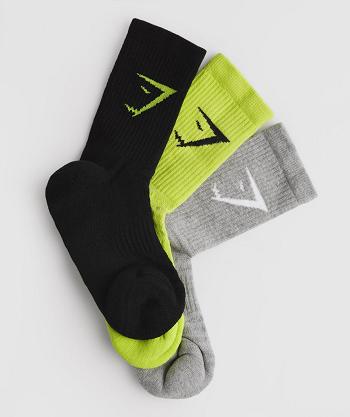 Accessories Ponožky Gymshark Crew 3pk Černé Světle Šedé Zelene | CZ 2050WNB